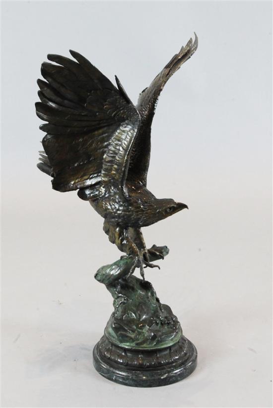 After Jules Moigniez (1835-1894). A bronze model of an eagle, height 30.5in. diam.20in.